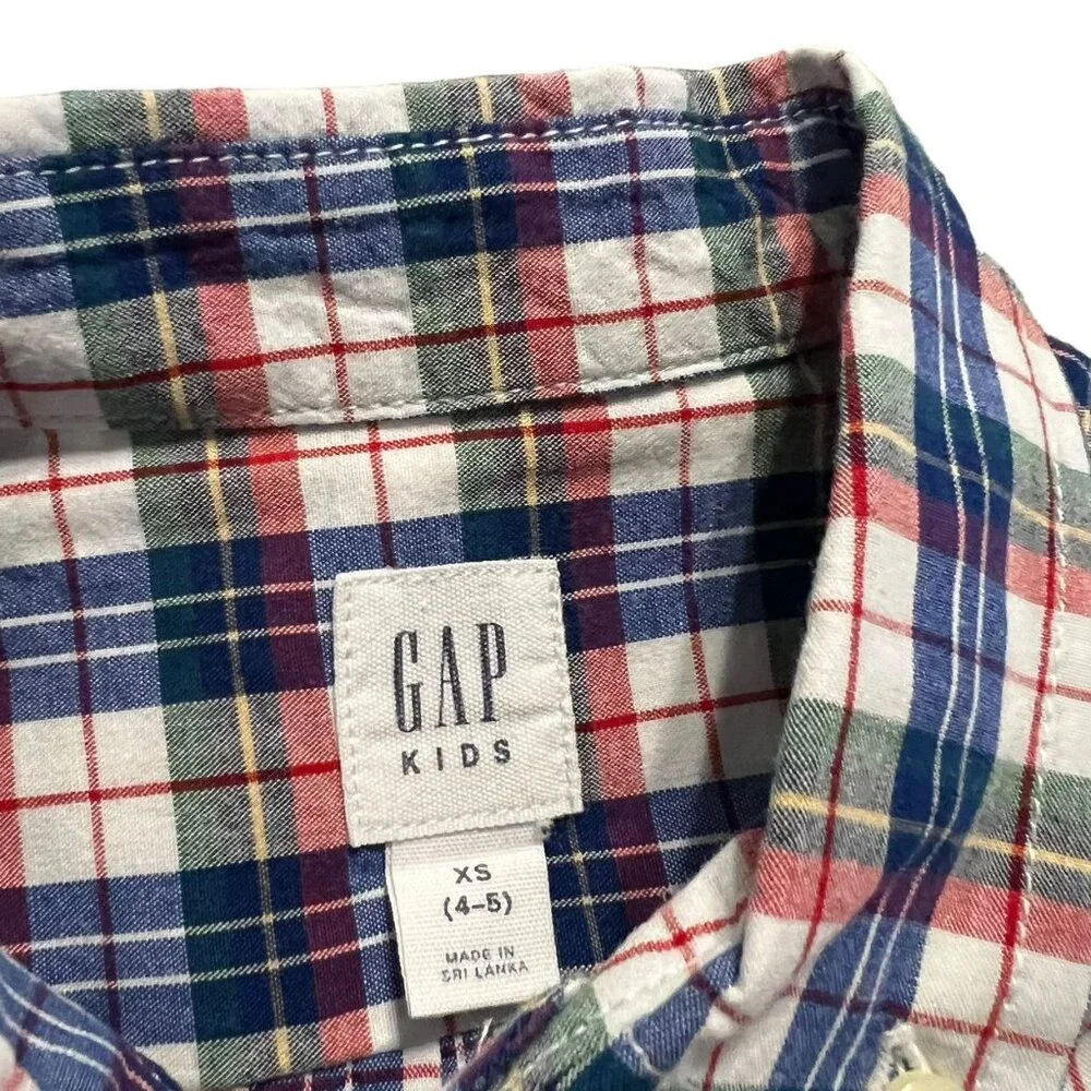 Gap Kids XS 4-5Y Plaid Button Down Shirt